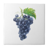 Schwarze Trauben. Aquarellkunst Fliese (Vorderseite)