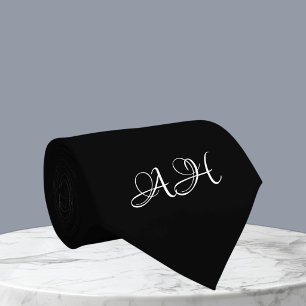 Schwarze Trauzeugen Monogramm Mit Monogramm Krawatte