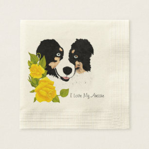 Schwarze Tri australische und gelbe Rosen Serviette
