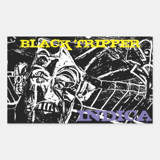 SCHWARZE TRIPPER INDICA RECHTECKIGER AUFKLEBER (Vorderseite)