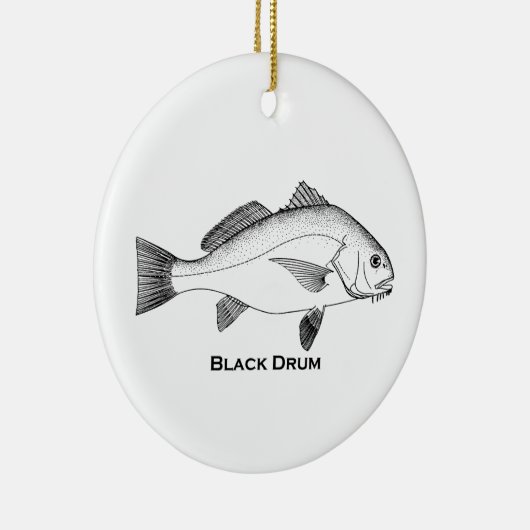 Schwarze Trommel-Fische Keramik Ornament (Rechts)