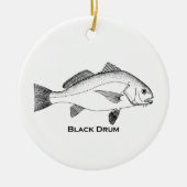 Schwarze Trommel-Fische Keramik Ornament (Vorne)