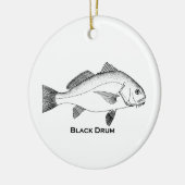 Schwarze Trommel-Fische Keramik Ornament (Links)