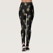 Schwarze tropische Ananas-Muster-Leggings Leggings (Rückseite)