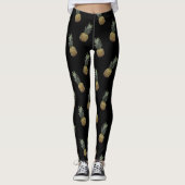 Schwarze tropische Ananas-Muster-Leggings Leggings (Vorderseite)