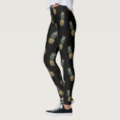 Schwarze tropische Ananas-Muster-Leggings Leggings (Links)