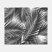 Schwarze tropische Blätter, weißer Hintergrund Fleecedecke (Vorderseite (Horizontal))