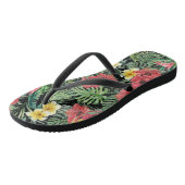 Schwarze tropische Muster Flip Flops Badesandalen (Schrägansicht)