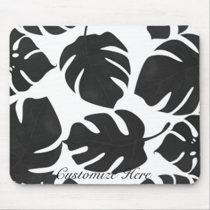 Schwarze tropische Palmwedel Sommer Insel Chic Gla Mousepad