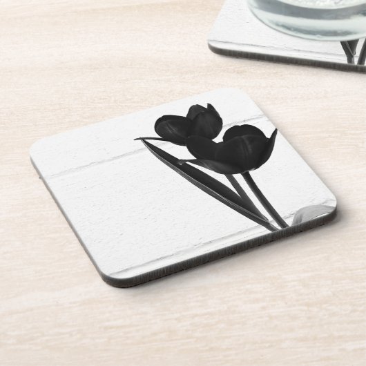 Schwarze Tulips | Getränkeuntersetzer (Linke Seite)