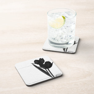 Schwarze Tulips Getränkeuntersetzer
