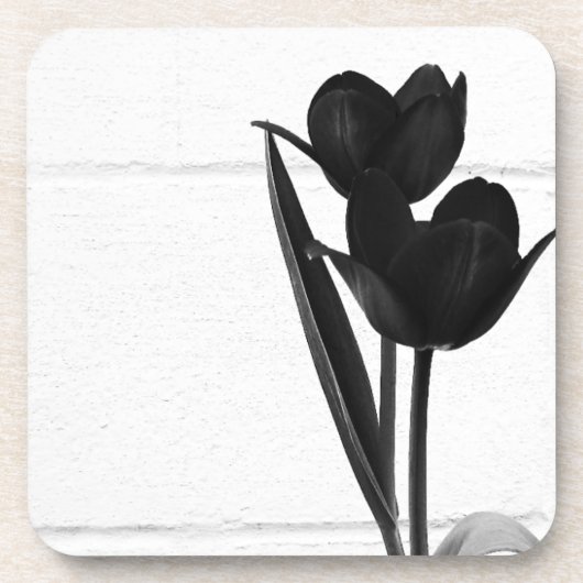 Schwarze Tulips | Getränkeuntersetzer (Vorderseite)