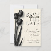 Schwarze Tulpen Gothic Florale Hochzeit Save The Date (Vorderseite)