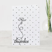schwarze Tupfen und Gekritzelgänseblümchen Dankeskarte (Vorderseite)