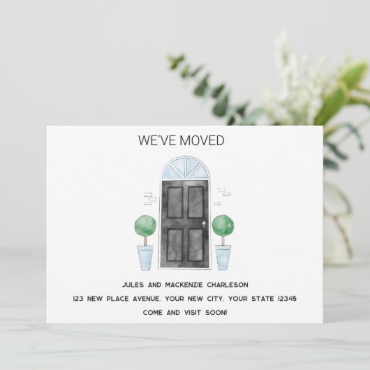 Schwarze Tür haben wir neue Zuhause verschoben Ankündigung (Stehend Vorderseite)