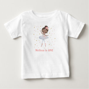Schwarze Tutu-Ballerina zum ersten oder jedem Gebu Baby T-shirt