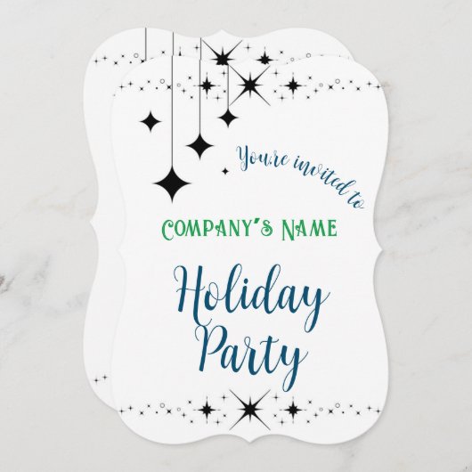 Schwarze Twinkles Einladung (Vorne/Hinten)