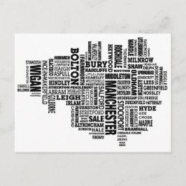Schwarze Typkarte von Greater Manchester Postkarte