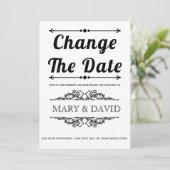 Schwarze Typografie Ändern Sie das Datum Ankündigu Save The Date (Stehend Vorderseite)