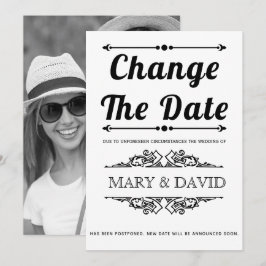 Schwarze Typografie Ändern Sie das Datum Ankündigu Save The Date