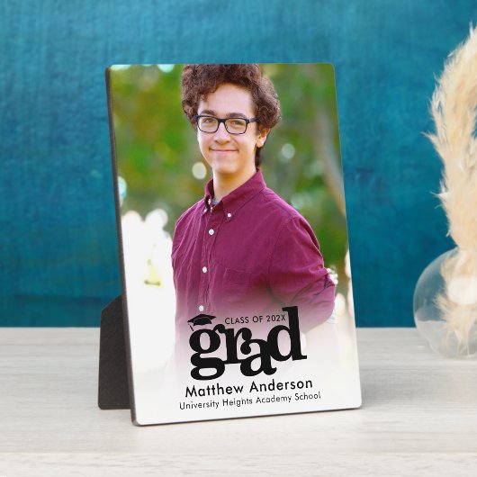 Schwarze Typografie des weißen Abschlusses Foto Mi Fotoplatte