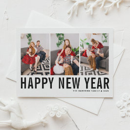 Schwarze Typografie Foto Collage Happy New Year Feiertagspostkarte