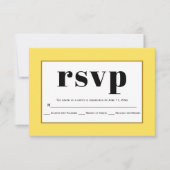 Schwarze Typografie gelbe Hochzeit RSVP-Karte RSVP Karte (Vorderseite)