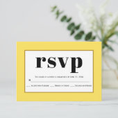 Schwarze Typografie gelbe Hochzeit RSVP-Karte RSVP Karte (Stehend Vorderseite)