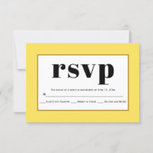Schwarze Typografie gelbe Hochzeit RSVP-Karte