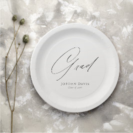 Schwarze Typografie-Glückwunsch Moderner Abschluss Pappteller