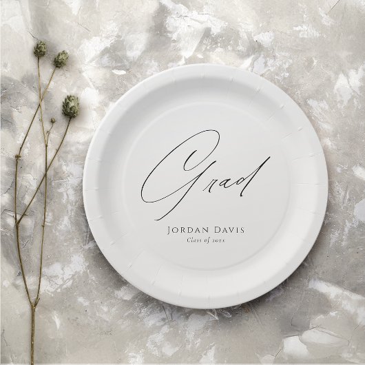 Schwarze Typografie-Glückwunsch Moderner Abschluss Pappteller