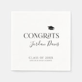 Schwarze Typografie-Glückwunsch Moderner Abschluss Serviette (Vorderseite)