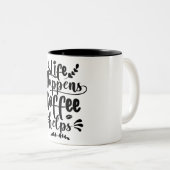 Schwarze Typografie-Tasse Zweifarbige Tasse (VorderseiteRechts)