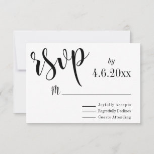 Schwarze Typografie w Bokeh Back, Elegant Simple U RSVP Karte