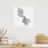 Schwarze typografische Karte von Co. Leitrim, Irla Poster (Küche)