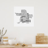 Schwarze Typografische Karte von Co. Meath, Irland Poster (Küche)