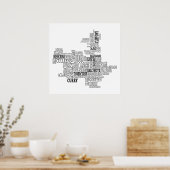 Schwarze Typografische Karte von Co. Sligo, Irland Poster (Küche)