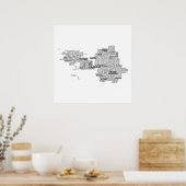 Schwarze Typografische Karte von Grafschaft Galway Poster (Küche)
