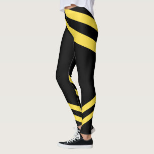 Schwarze u. gelbe Streifenmuster Workout-Leggings Leggings