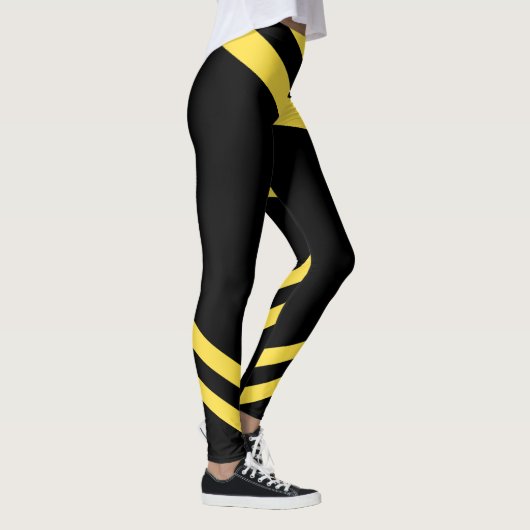 Schwarze u. gelbe Streifenmuster Workout-Leggings Leggings (Rechts)