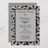 Schwarze u. graue abstrakte Überraschungs-Party Einladung (Vorne/Hinten)