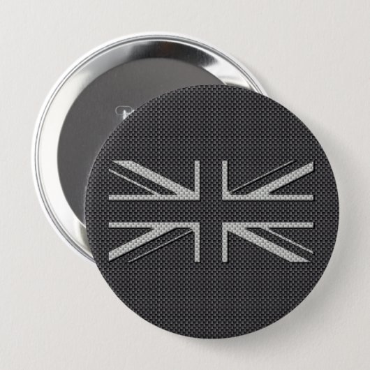 Schwarze u. graue Kohlenstoff-Faser-BRITISCHER Button (Vorne & Hinten)