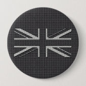 Schwarze u. graue Kohlenstoff-Faser-BRITISCHER Button (Vorderseite)