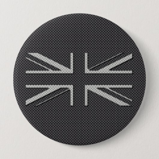 Schwarze u. graue Kohlenstoff-Faser-BRITISCHER Button (Vorderseite)