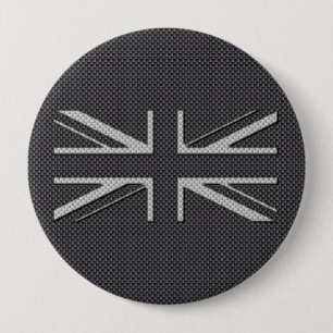 Schwarze u. graue Kohlenstoff-Faser-BRITISCHER Button