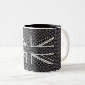 Schwarze u. graue Kohlenstoff-Faser-BRITISCHER Zweifarbige Tasse (VorderseiteRechts)