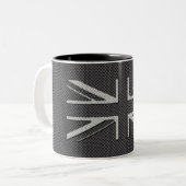 Schwarze u. graue Kohlenstoff-Faser-BRITISCHER Zweifarbige Tasse (Vorderseite Links)