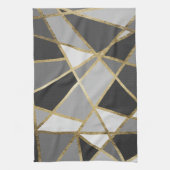 Schwarze u. graue moderne Geo-Golddreiecke Geschirrtuch (Vertikal)