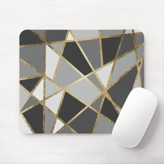 Schwarze u. graue moderne Geo-Golddreiecke Mousepad (Mit Mouse)