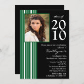 Schwarze u. grüne Foto-Abschluss-Einladung Einladung (Vorne/Hinten)